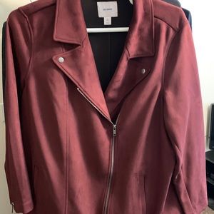 Maroon moto blazer